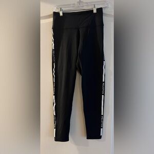 Peloton Pants Womens Med Black High Rise Yoga Leggings Side Stripe Logo Gym